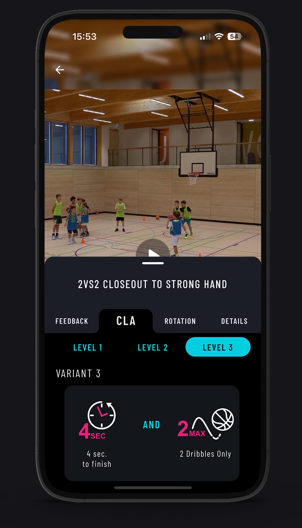 PRACTX CLA screen with drill video and constraint variants